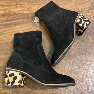 NEW Crevo Suede Cow Print Zip-Up Boots